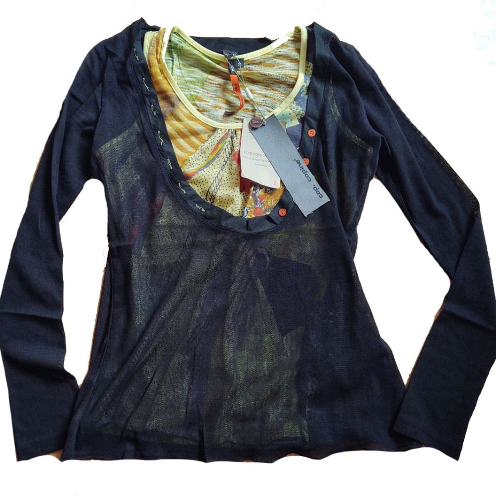 Cop Copine mesh longsleeve and tank top 2 pc SET made in France